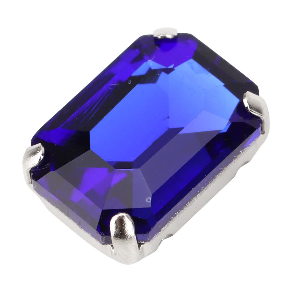 10pcs Rectangle Sewing Rhinestones Glass Crystal Claw DIY Clothing Accessories (Blue)