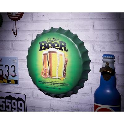 Dekorative Metall-Flaschenverschlüsse Wand-Schilder - 14X14 Zoll – Premium-Bier | Metall-Wandbehang Flaschenverschluss für Zuhause, Bauernhaus, Bar & Café
