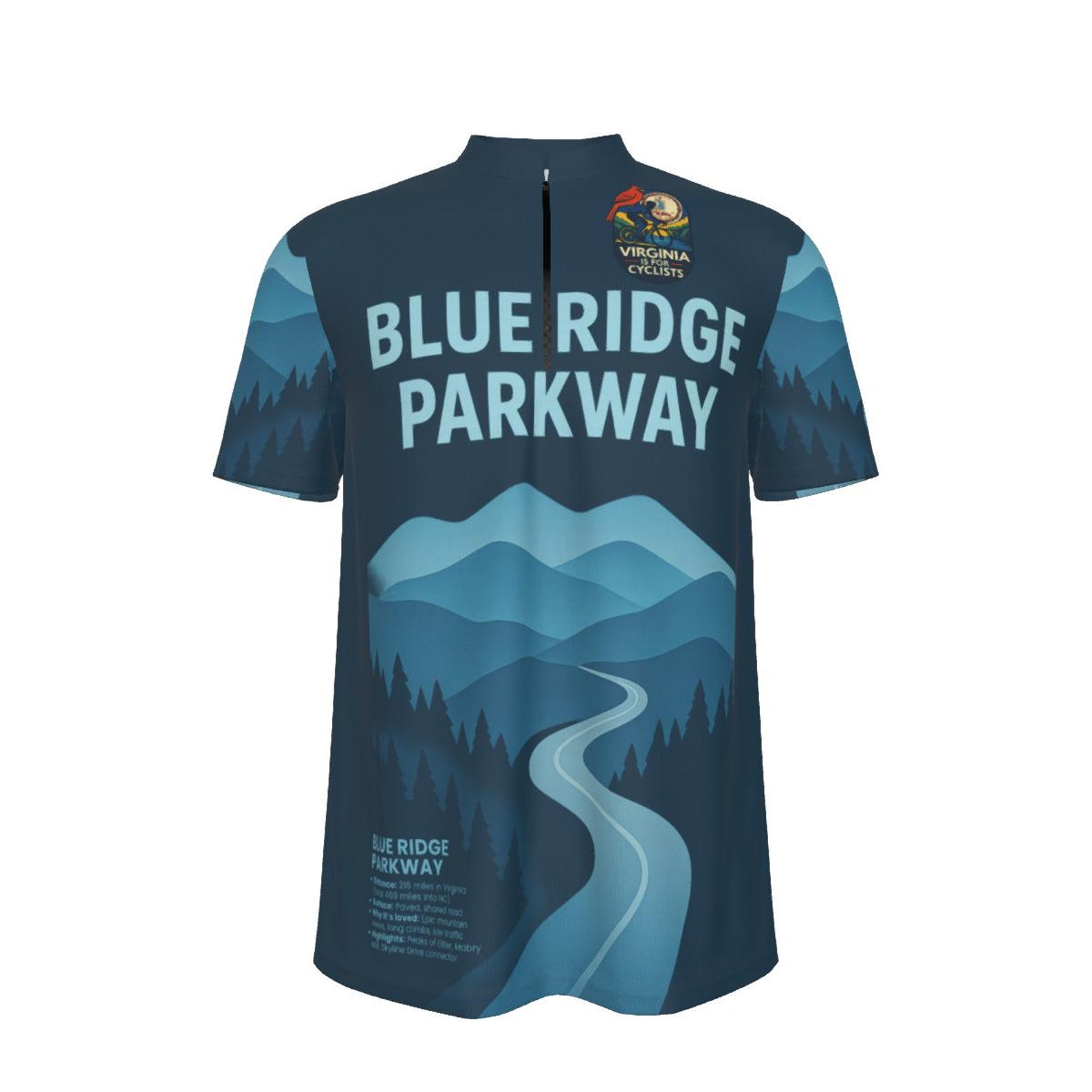 Blue Ridge Parkway Cycling Jersey: Virginia Scenic Mountain Bike Shirt L