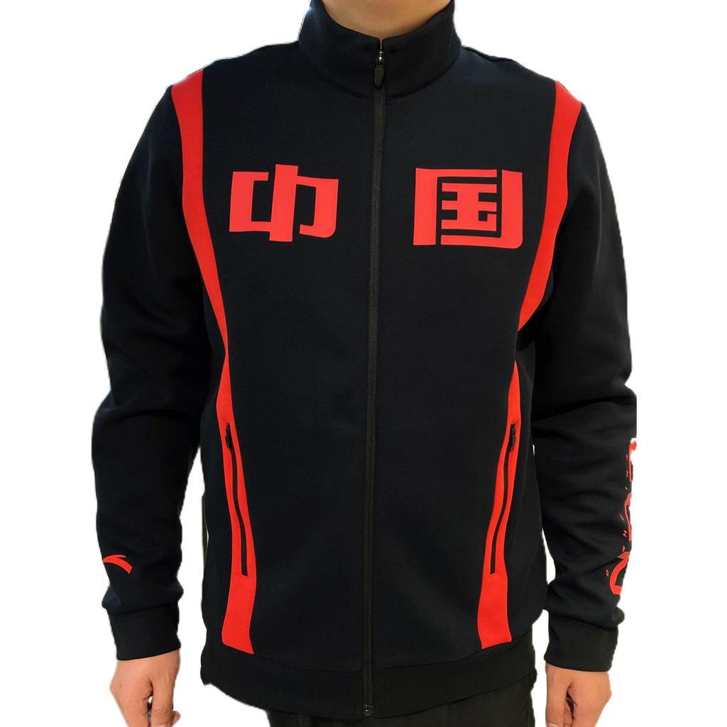 Anta Letter Print Zip-Up Hoodie Men Tops Black 152237707-4