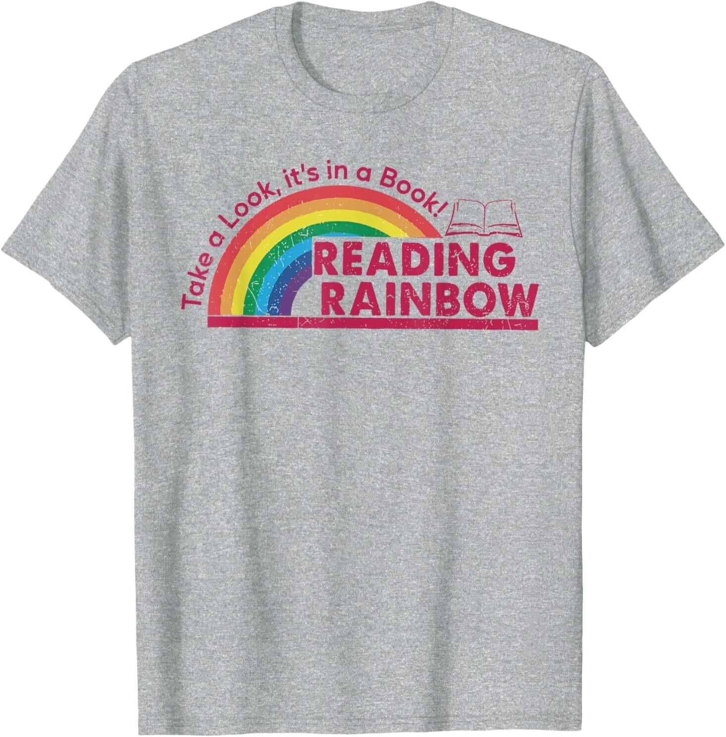 

Take A Look Its in A Book Reading Book Vintage Rainbow TShirt Woman Man Summer Fashion Casual Cotton Graphic T Shirts Vintage 4XL