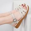 Summer New Leather Flat Sole Middle Aged And Elderly Sandals Soft Sole Non Slip Open Toe Lightweight Outdoor Beach  Sandals