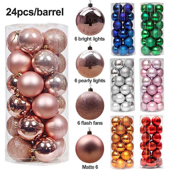 24Pcs Christmas Balls Ornaments for Xmas Christmas Tree, Christmas Shatterproof Ball Ornaments, Christmas Hanging Balls for Holiday Wedding Party