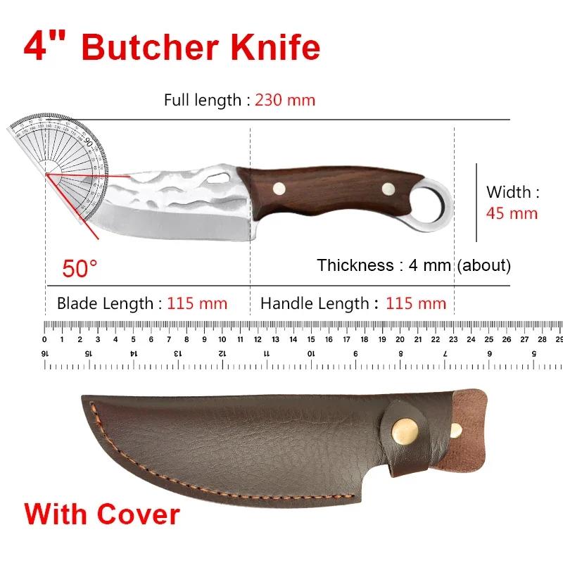 

Универсальный нож для нарезки мяса, фруктов, рыбы, кухонные ножи с деревянной ручкой, нож для повара с высоким лезвием из нержавеющей стали, нож для обвалки мяса