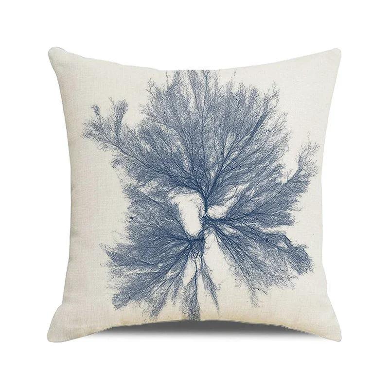 

45x45cm Watercolor Coral Marine Life Cushion Cover Custom Fish Animal Plant Linen Pillow Cases Sofa Home Decoration Pillowslip 18x18Inch