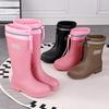 Rain Boots Women's Fleece Integrated Fashion Adult Wear Non-slip Waterproof Shoes Wear-resistant Soft Sole Work Cotton Rain Shoes