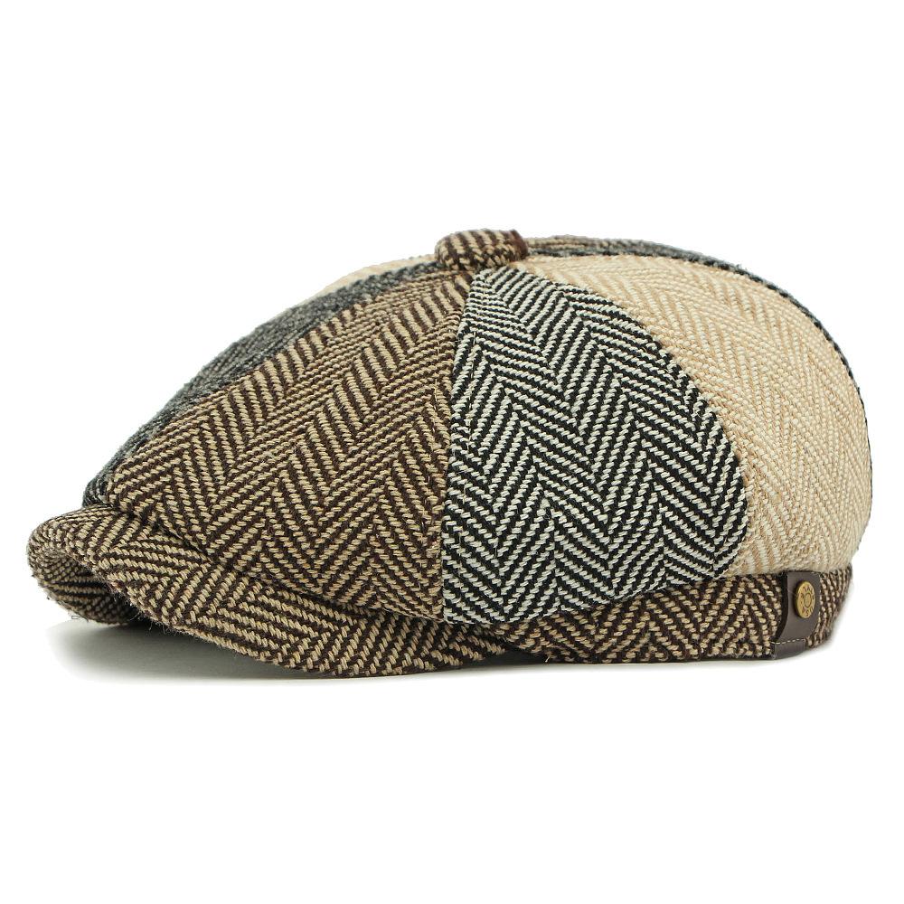 

Осенняя восьмиклинка мужская берет с козырьком британская винтажная кепка газетчика кепка художника кофейный/бежевый
