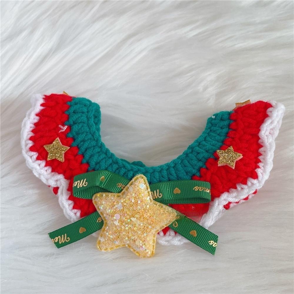 Christmas Pet Collars Cat Dog Christmas Decorations Pet Lace knitting Necklaces Wool Scarf New Year Gift Cat Puppy Accessories