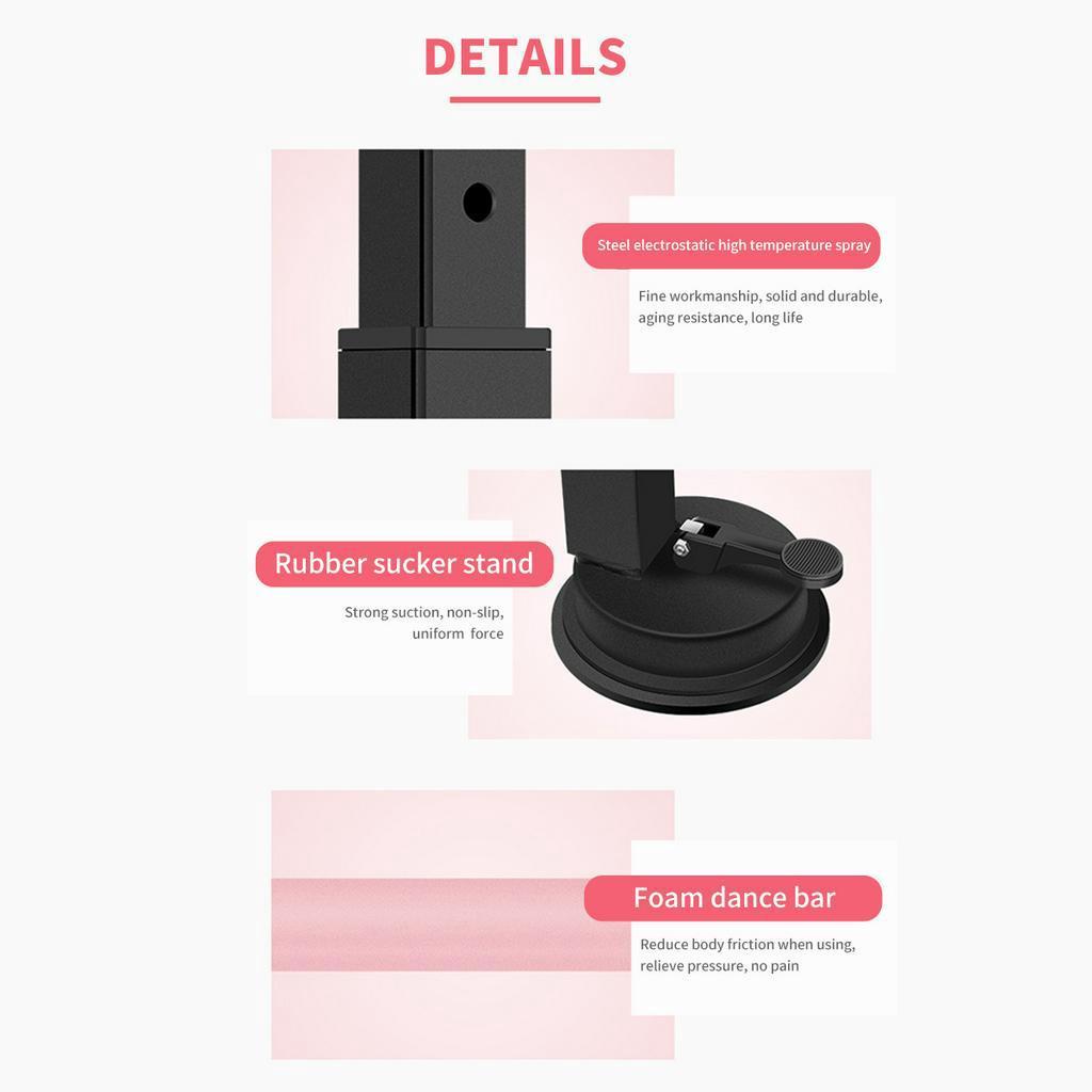 1,5-3,5M Freistehende Verstellbare Höhe + Gummi-Saugnapf-Ständer Schwarz + Pink Tragbare Stahl Ballett Tanzstange Gymnastikstange Heimfitness