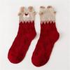 Cute Stereoscopic Christmas Socks Red Cartoon Elk Women Warm Cozy Mid Tube Socks Floor Kawaii Girls New Year Gifts