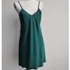Women's Red V-Neck Spaghetti Strap Nightgown with Chest Pads - Ice Silk Pajamas for Spring and Autumn
