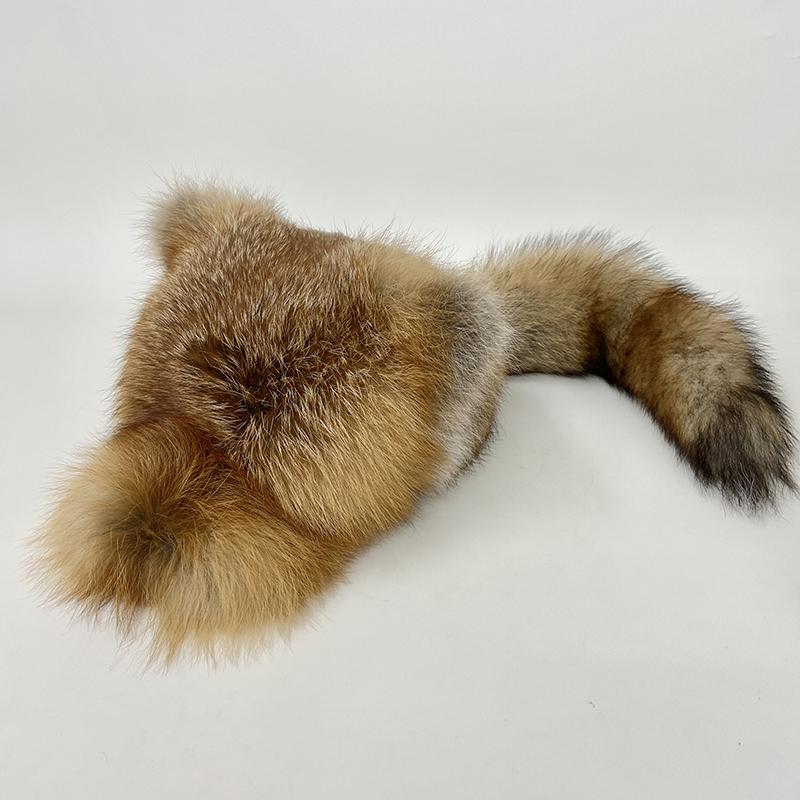New Women Natural Fox Fur Caps for Winter Thick Warm Ear Fashion Ushanka Hat Baseball Pom Pom cap Lady Real Fox Fur hats