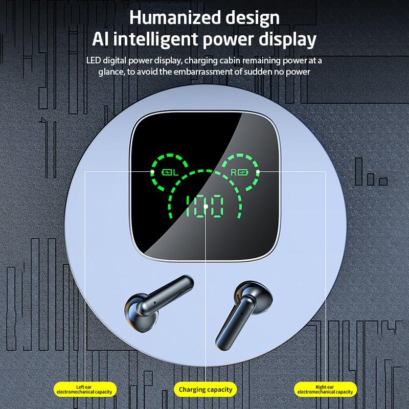 K60 Mirror TWS Wireless Earphones Bluetooth 5.3 Headset HiFi Sound Music Headphones Wireless Earbuds