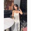 Korean Style Slim Sleeveless Summer Camisole Dress - Elegant, Loose, Solid Color, Trendy Sleepwear