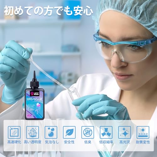 LET'S RESIN UV Resin UV Light Set 200g Crystal Clear/Low Odor Type Resin Liquid & Resin Light & Silicone Mat Included