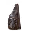 BULLCAPTAIN Men's Genuine Leather Chest Bag Vintage Crossbody Sling Backpack with Phone Holder for Travel Hiking Cycling