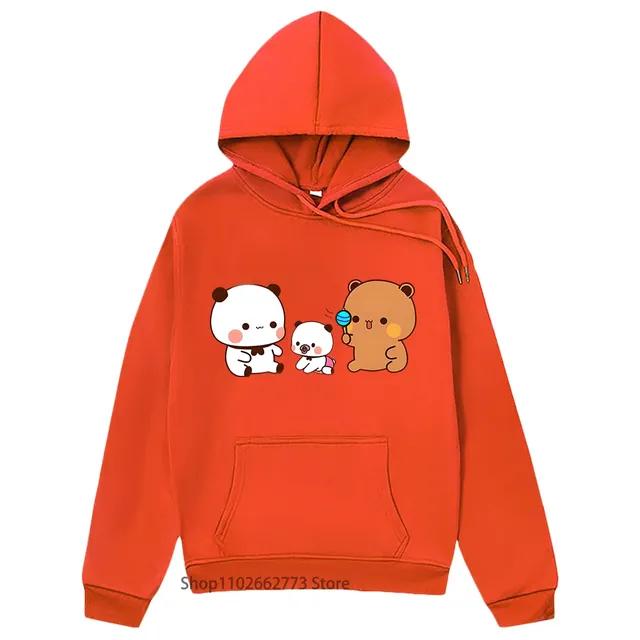 Bubu Dudu and Baby Panda Bear Print Hoodies Kawaii Cute Girls Clothes Winter Fleece Casual Streetwear Women Clothes Harajuku