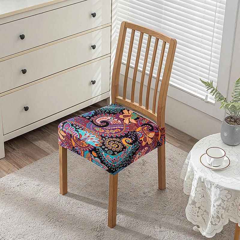 Bloemenprint Stretch Stoelhoezen Afneembaar Wasbaar Stofbestendig Spandex Eetkamer Gestoffeerde Stoelkussens Overtrek Seat Cover