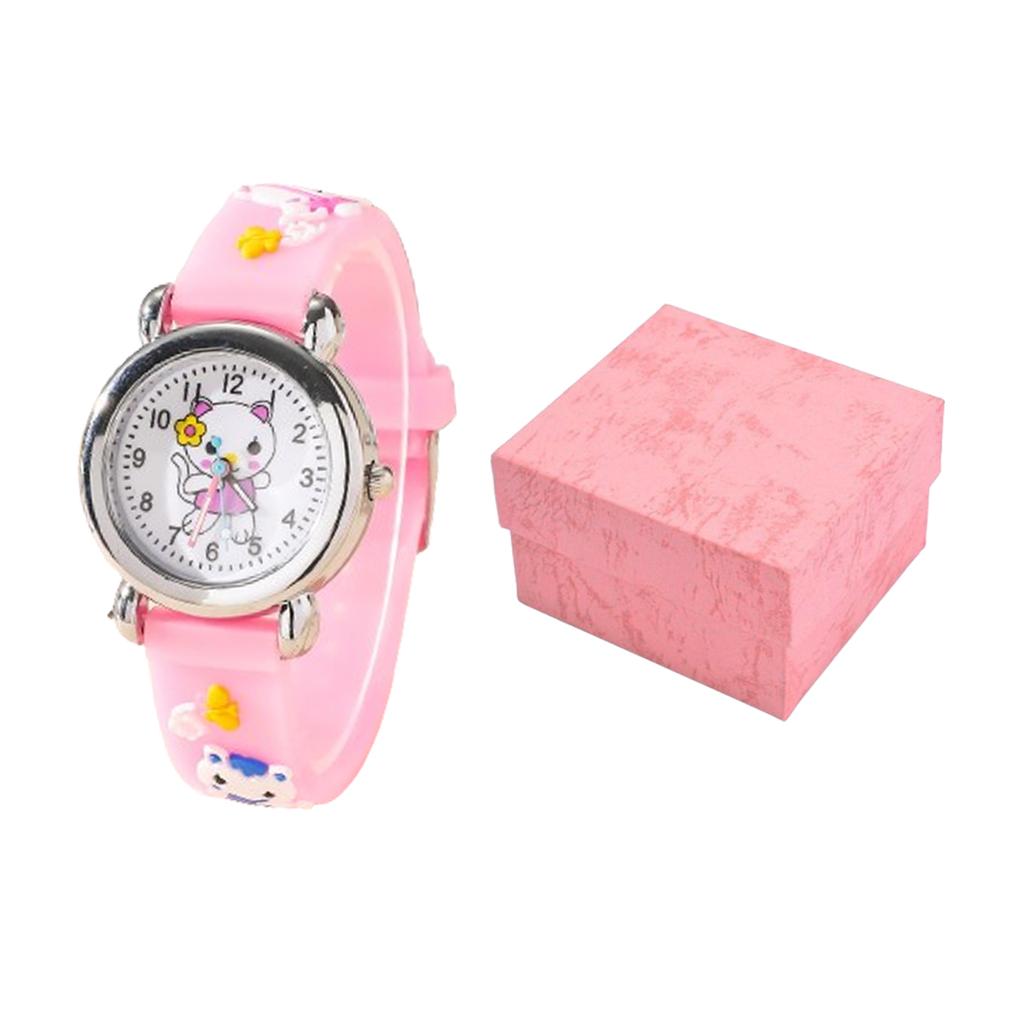 1/2/4pcs-Cute Cartoon Silicone Cat Pattern Watch Decoration Holiday Gift, Watch Bracelet, Watch Box Set Selection
