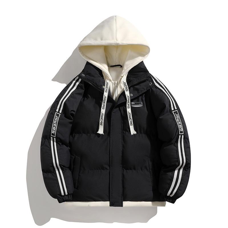 Couple Cotton Clothes Solid Color Hooded Cotton Clothes Couple Autumn/Winter Cotton Clothes