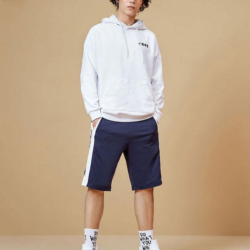 Li Ning Sports Fashion Series Side Color Block Letter Breathable Sports Shorts Men Shorts Blue AKSS983-2