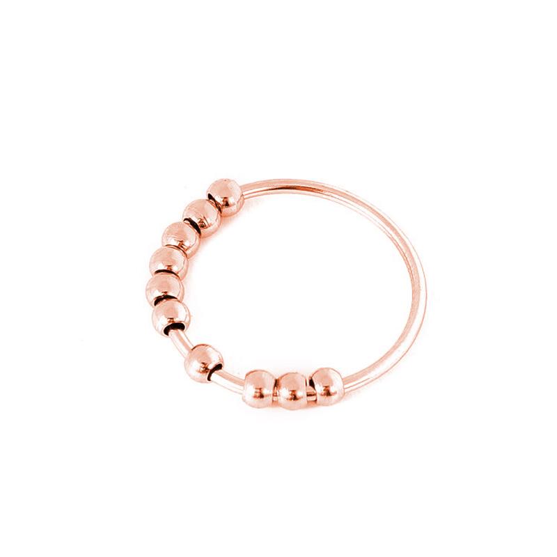 New Stainless Steel Anxiety Spinner Rings Anxiety Ring with Beads Stress Relief Fidget Rings for Women Men Fashion Jewelry Gift