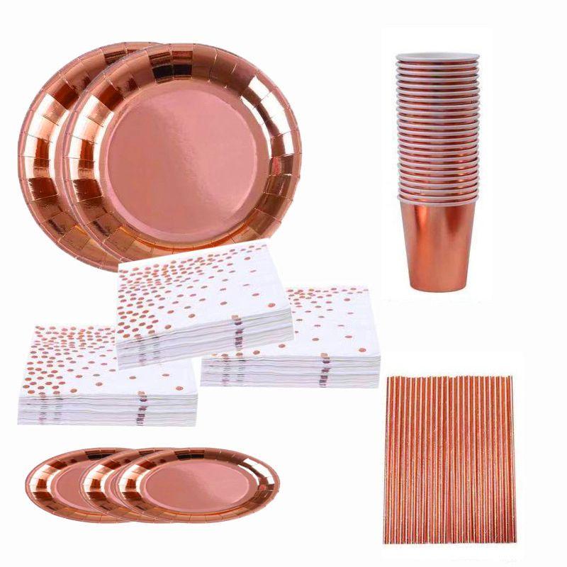 Stylish Rose Gold Stamping Party Tableware Perfect For Wedding Birthday Babyshower Festivities