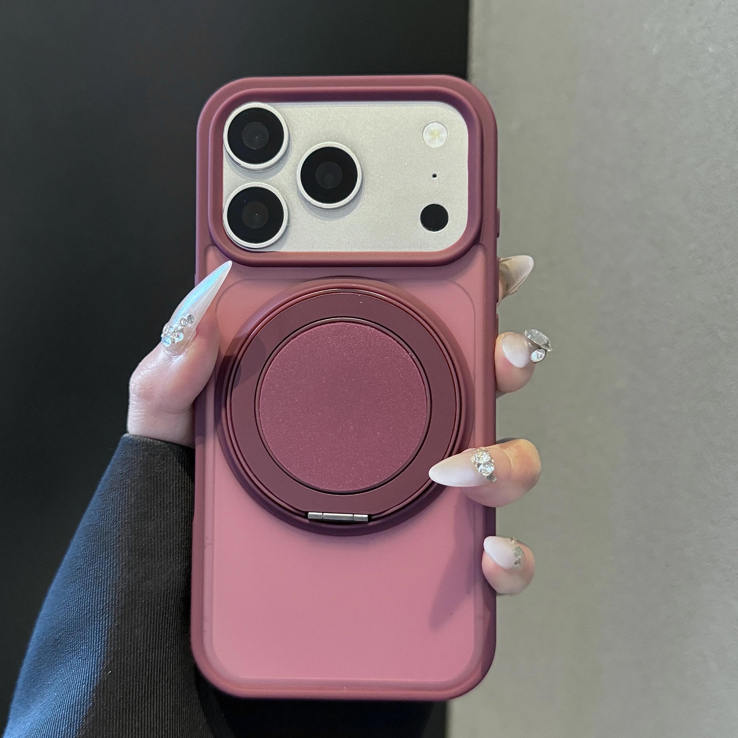 

360 Rotating Bracket Magnetic Case For iPhone Air 17 16 15 14 13 12 11 Pro Max Plus For Magsafe Wireless Charge Frosted PC Cover iPhone 15