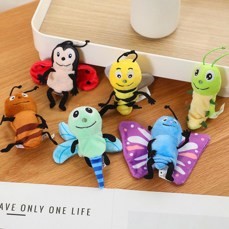 9cm Cartoon Animal Plush Finger Puppet Insect Zoo Animal Interactive Plushie Tell Story Butterfly Bee Dragonfly Ant Panda Hippo