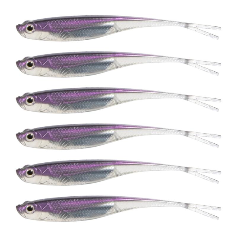 6Pcs Soft Lures Floating Baits Artificial Swimbaits Fork Tail Swimbaits Lures Soft Artificial Baits Fishing Lures