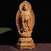 Boxwood Carving The Three Saints of the West Buddha Statue of Tathagata Guanyin Home Buddha Hall Worship Wooden Crafts Gift