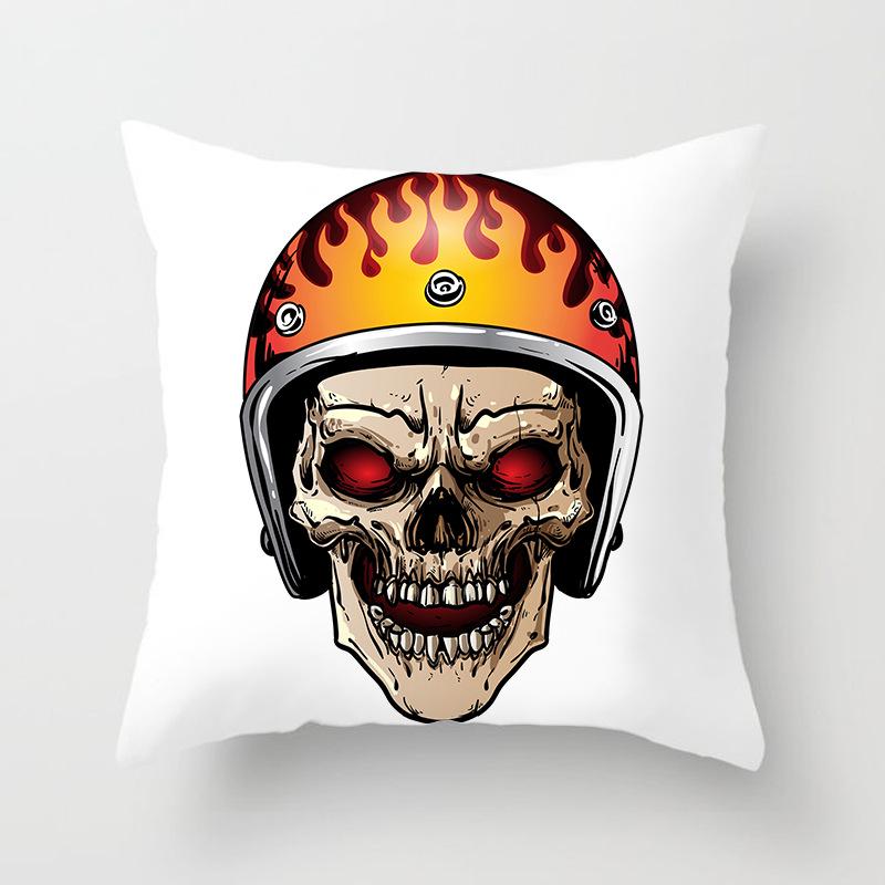 Black Grey Skull Face Living Room Decor Pillowcase Car Halloween Sofa Cushion Cover