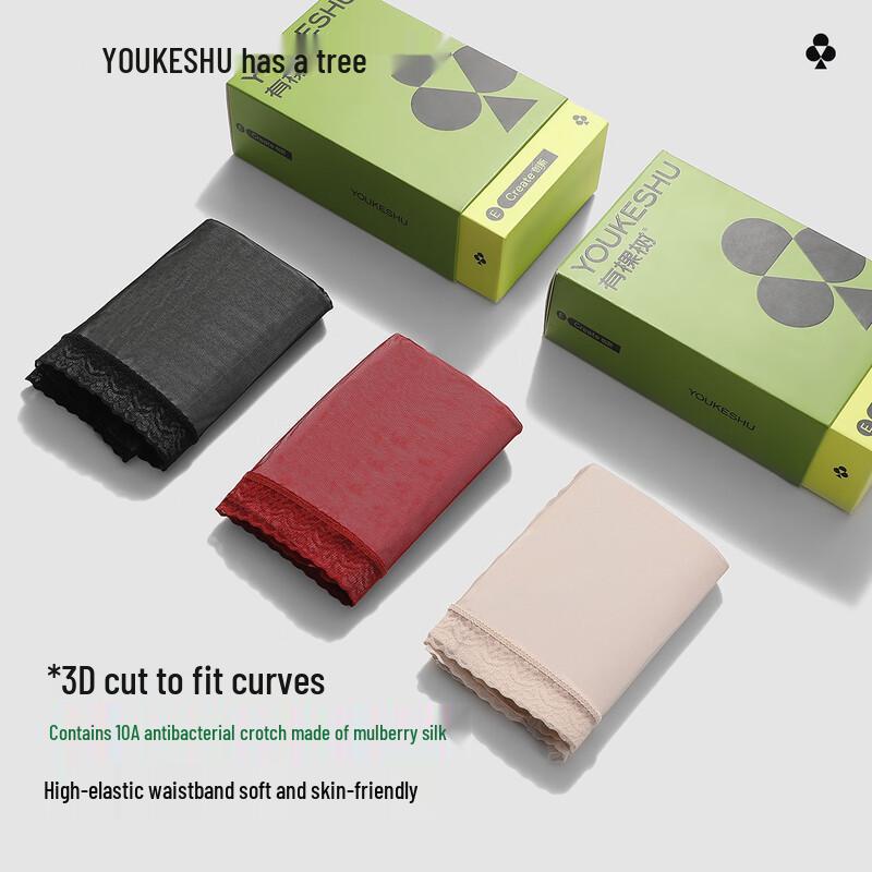 YOUKESHU Women's Seamless Lace Antibacterial Briefs - 3 Pack