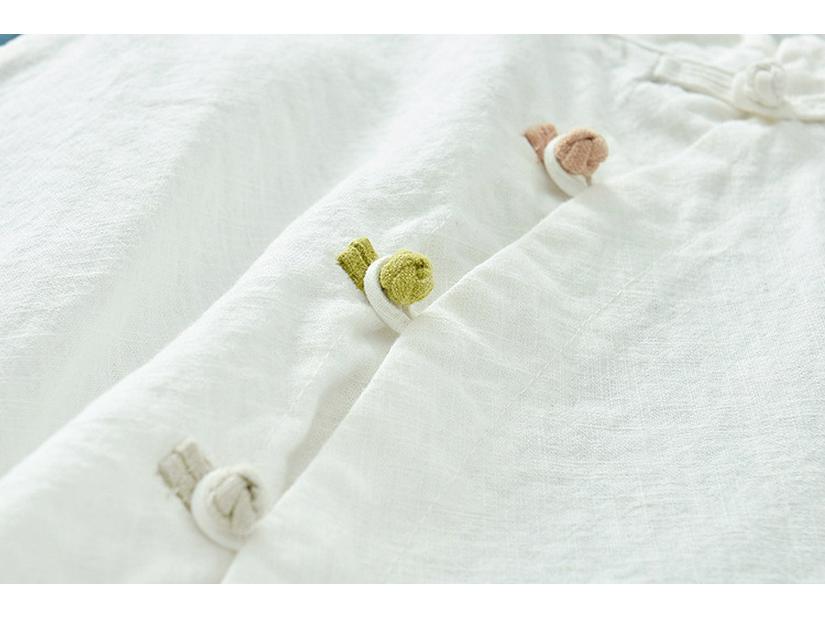 Chemise rétro pour femme printemps/été 2025 en coton lin avec col montant et design color block