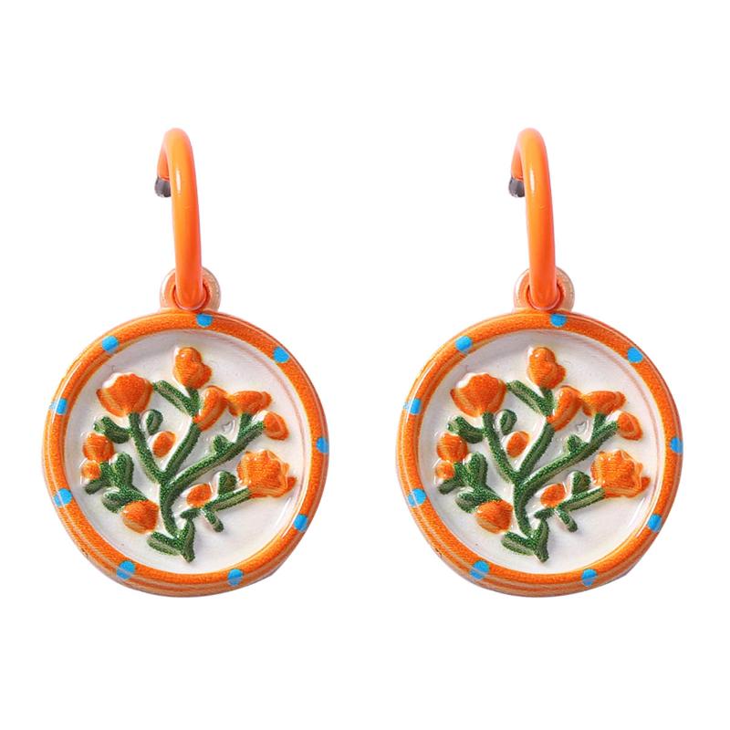 Vintage Artistic Creative Design Alloy Drop Oil Palm Tree Flower Drop Earrings For Women  Banquet Party Jewelry Gifts