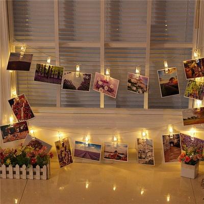 Girlande Karte Fotoklammer Lichterkette 1,5M 10LEDs LED Lichterkette Schlafzimmer DIY Wäscheklammerformen Batterie Dekorationslampe