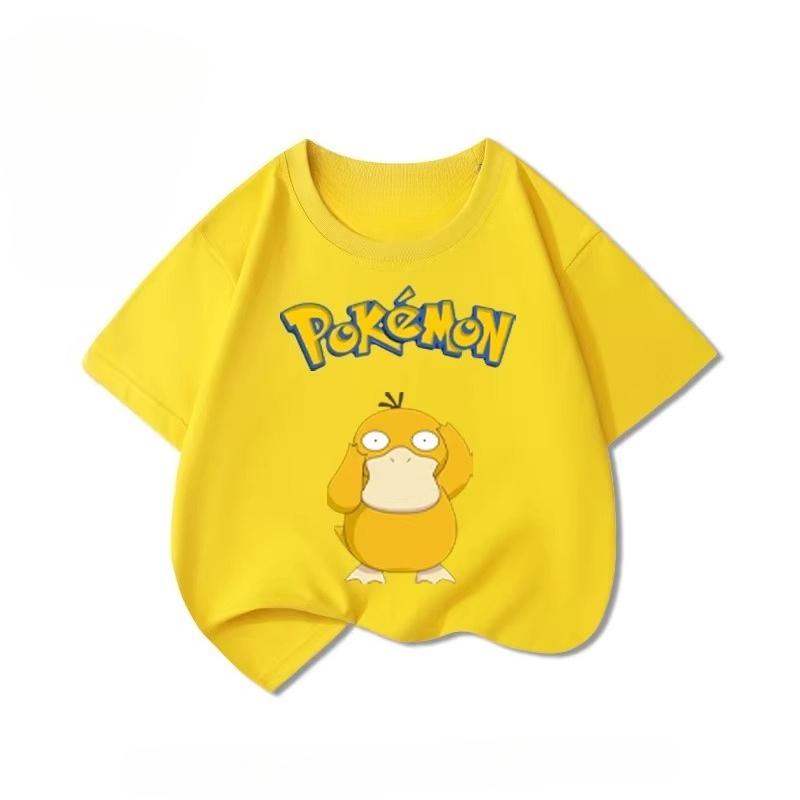 Potdemiel Summer New Pikachu Print Children's T-Shirt, Boys and Girls, Comfortable and Breathable Children's T-Shirt