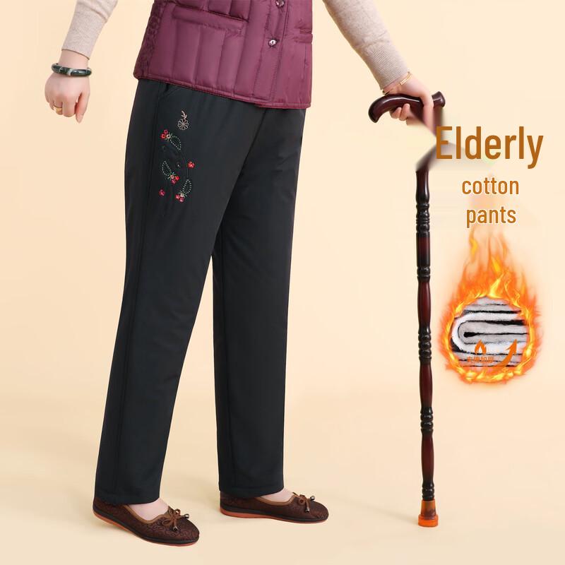 YUZHAOLIN Women s Winter Warm High-Waist Straight-Leg Cotton Pants XL