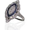 AZQ Vintage 925 Sterling Silver Shiny Full Diamond Gemstone Ring 18K Gold Cubic Zirconia Sapphire Cocktail Ring CZ Diamond Multi Row Rings Eternity