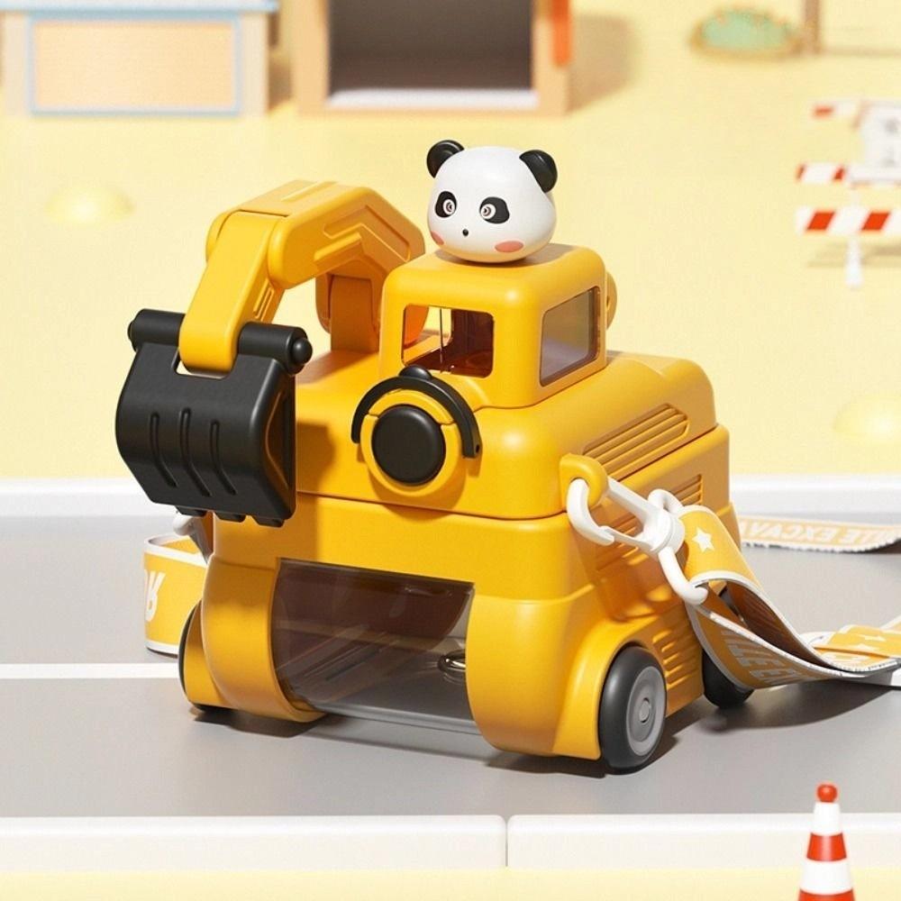 

Unique Rotatable Excavator Water Bottle 500ML No BPA Toy Straw Water Bottles with Wheels Cartoon Children s Kettle Kids Gift One Size