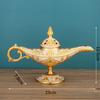 European Genie Lamp Incense Burner: Luxury Vintage Metal Decor for Aromatherapy and Home Ambiance.