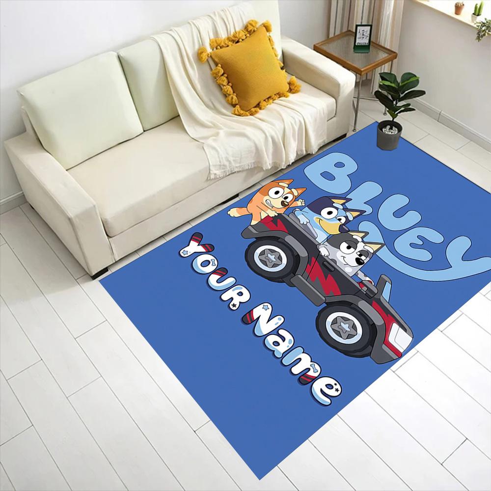 Bluey Customize Text Floor Mat Suitable for Bedrooms Living Rooms Dining Room Balcony Antislip Carpet Anime Office Decor