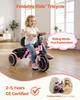 VEVOR Toddler Tricycle for 2-5 Year Old, Folding Kids Trike with Adjustable Seat, Storage, Carbon Steel Frame, Handlebar Grips for Outdoor Play