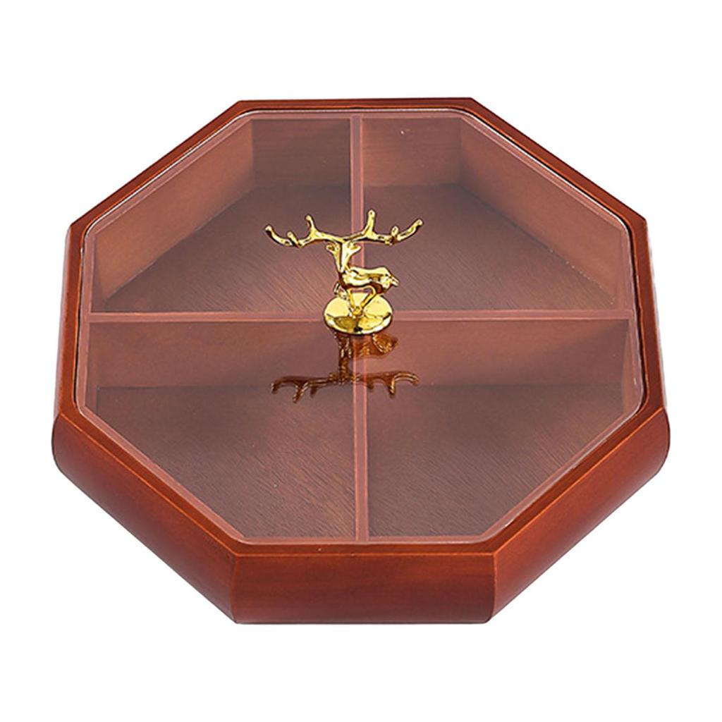 Divided Serving Tray Wood Dustproof Multipurpose Serving Bowl for Chinese New Year Wedding Spring Festival Entertaining Treats