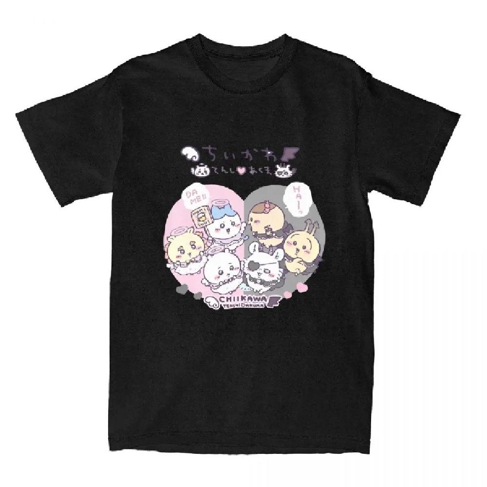 

Чиикава Японская Манга Милый Мультяшный Y2K Футболка Пляж Япония Mniniso Уличная Одежда Футболки Хлопок Новинка Футболка Для Мужчин Футболки XXXXXL чёрный