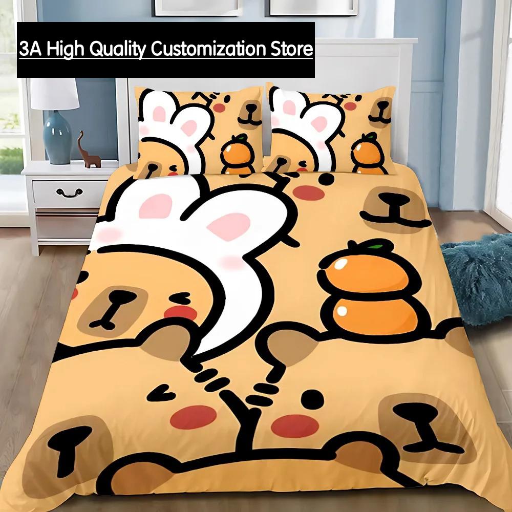 Comforter Cute Capybara Bedding Set Adult Boy Girl Bedroom Decoration Boys Gift Single Double Large Size