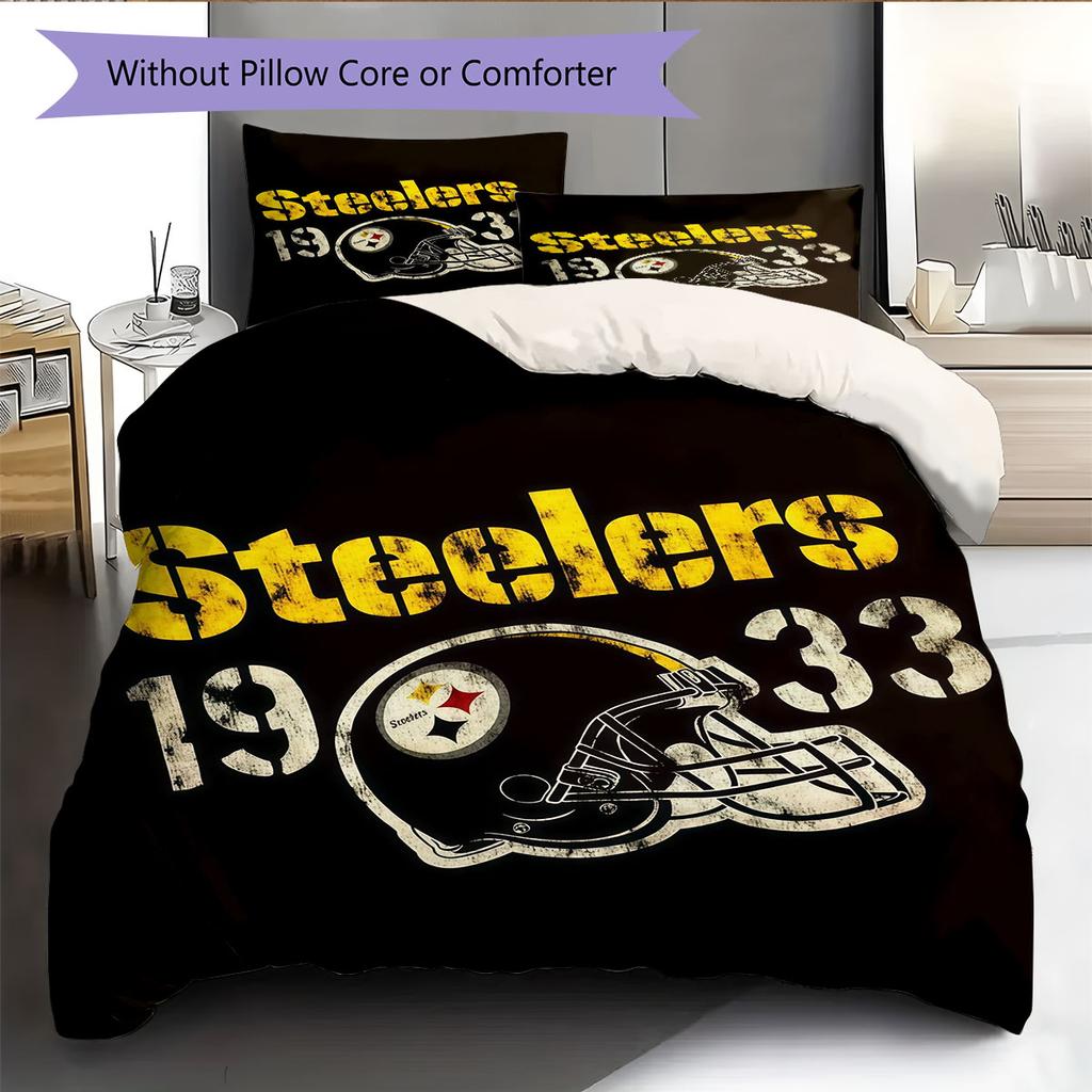 Pittsburgh Steelers Pattern Bedding Home Decoration Birthday Gift ( 1 Duvet Cover + 2 Pillowcase, Without Core),fan Merchandise.