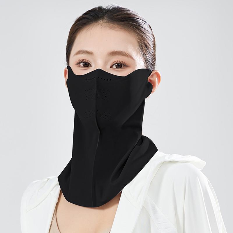 Summer Face Mask with Scarf Sun Protection Breathable Women Face Mask Outdoor Travel Ice Sense Face Neck Protection