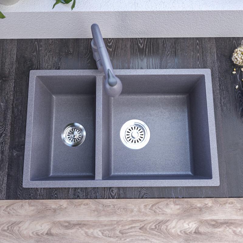 TLXT Quartz Stone Undermount Double Kitchen Sink