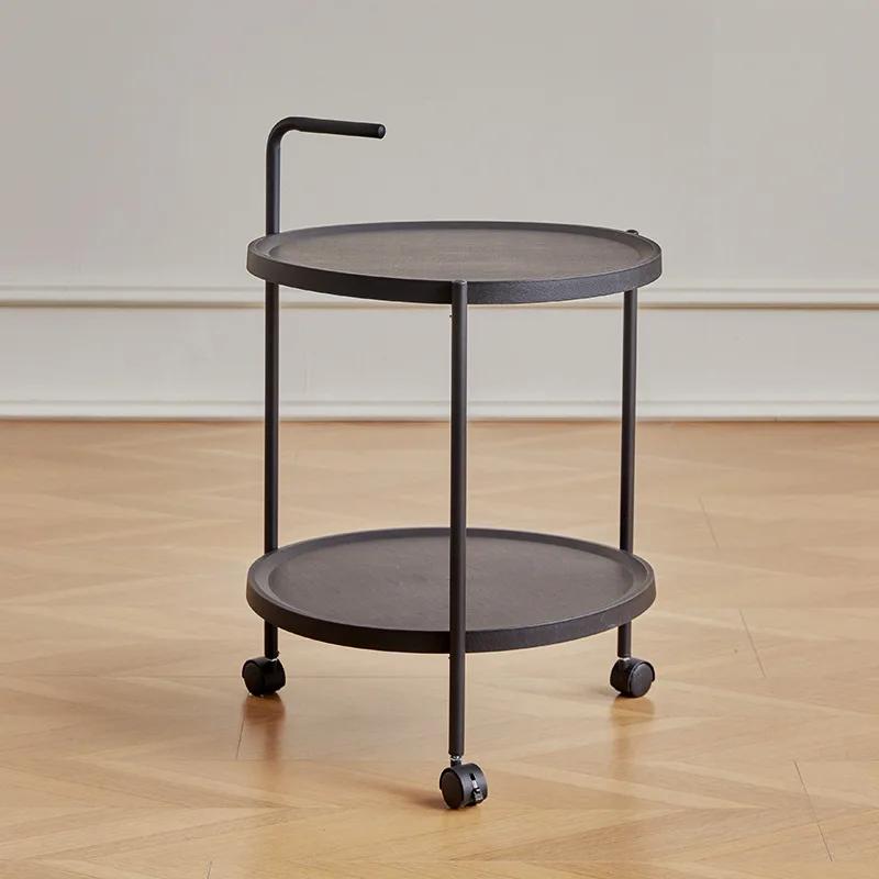 Sofa Small Round Table Balcony Light Luxury Round Small Apartment Side Table  Nordic Coffee Table Movable Dining Car Trolley
